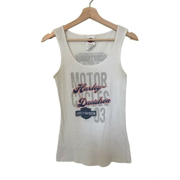 HARLEY DAVIDSON White Motorcycle Tank Top Women's Medium - Picture 1 of 6